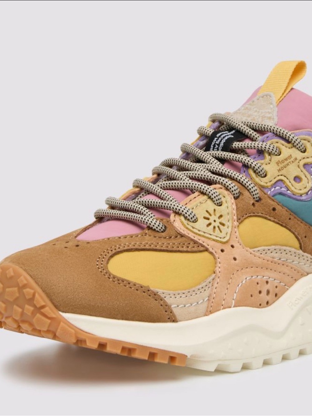 NWT Flower Mountain WAVE WOMAN Suede and fabric sneakers - Beige- Light pink - Picture 4 of 16